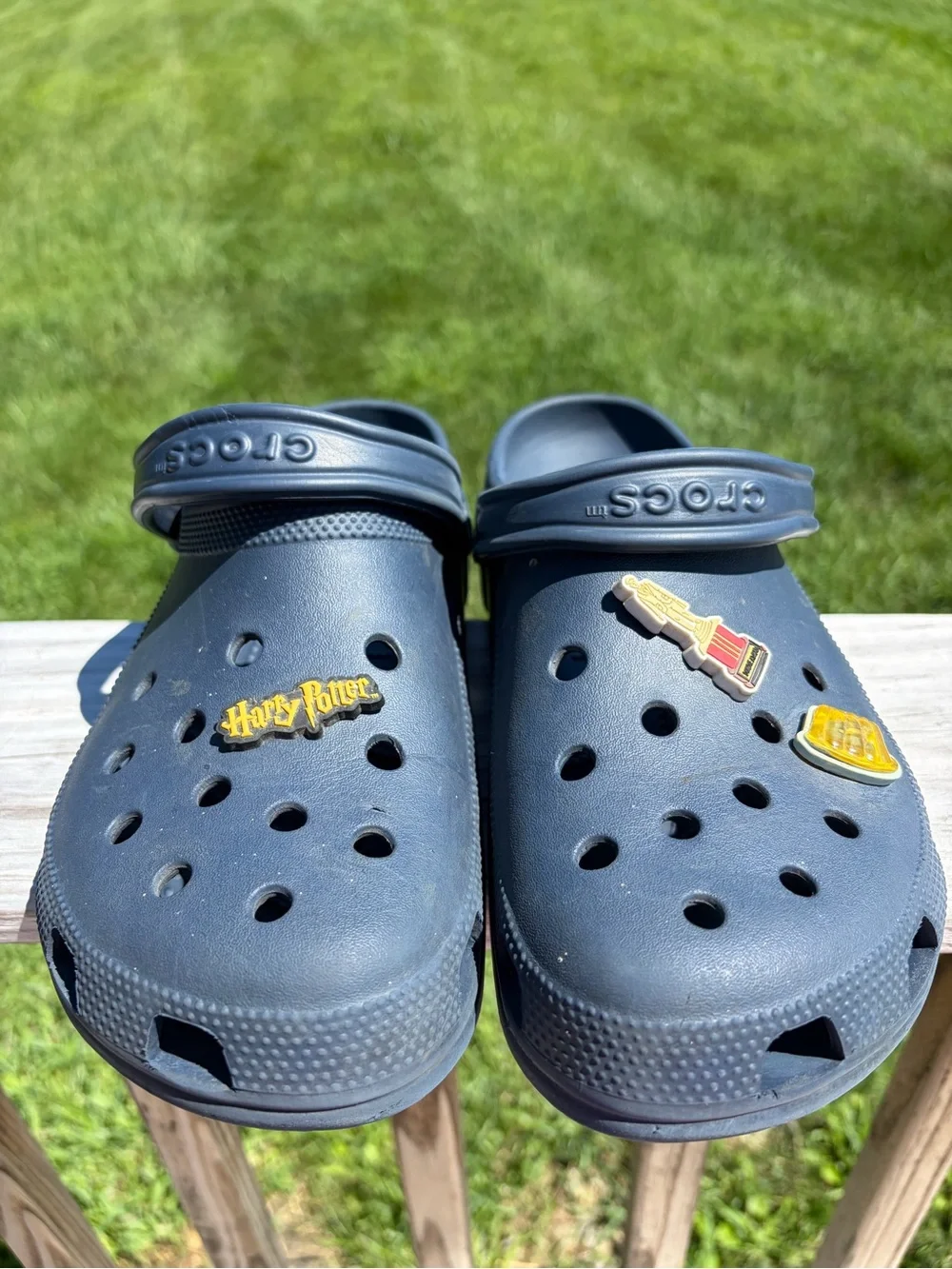 Crocs Blue Men’s Size 12 -Adult Classic Clogs With Charms The Office Harry